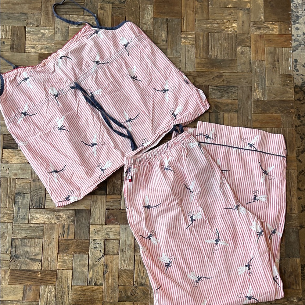 Tommy Hilfiger Pink Striped Floral Pajama Set